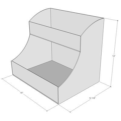 Display 2 levels 16''x12.125''x14'' styrene 1 / 8'' white