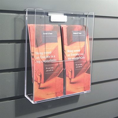 Excelsior Slatwall Brochure Holder with T Divider - 2 x 4"